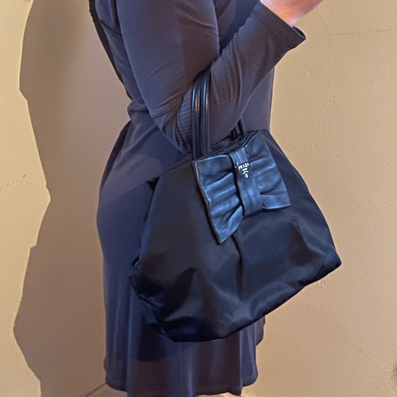 Black Prada Tessuto Nappa Bow Tote - Picture 4 of 10